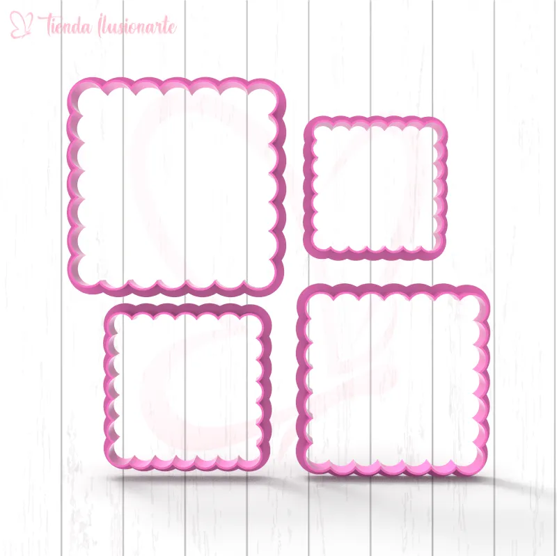 Set cuadrados rizados x4